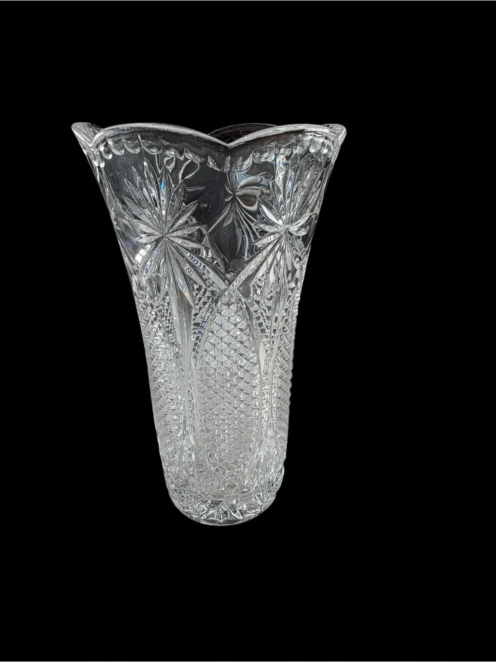 Crystal Cut Glass Vase - Clear Decorative Home Accent